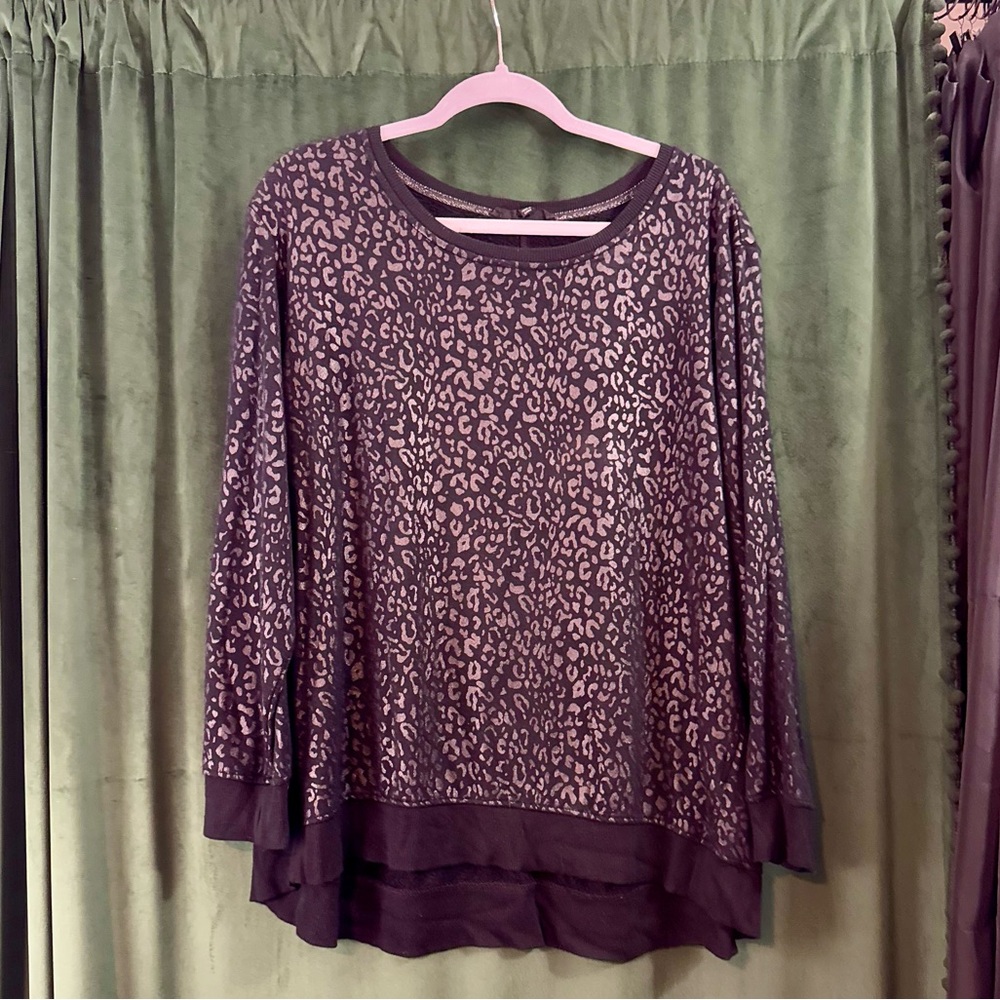 Jane & Delancey Women's Leopard Print Top Size 1X